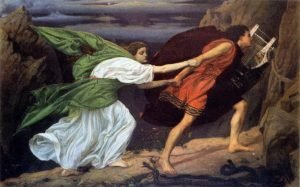 Orfeu guia sua amada Eurídice para fora do mundo inferior